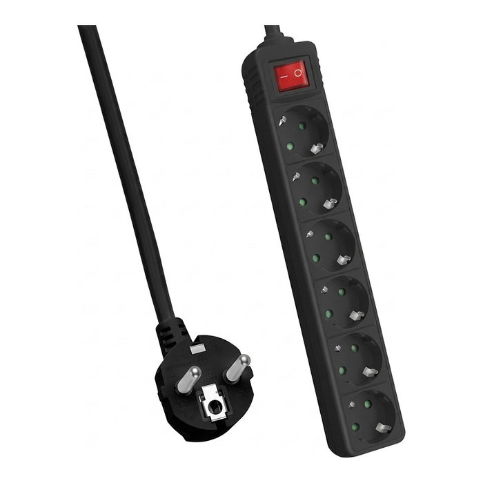 Helos Regleta CLASSIC 6 tomas negra 3,0m con interruptor Helos Regleta CLASSIC 6 tomas negra 3,0m con interruptor