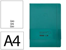 Antartik Cuaderno Tapa Dura A4 Hojas Lisas Verde Aguamarina 100 Hojas 80gr FSC