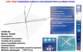 Avion B-2 Tendedero de Dos Brazos Inox-Aluminio