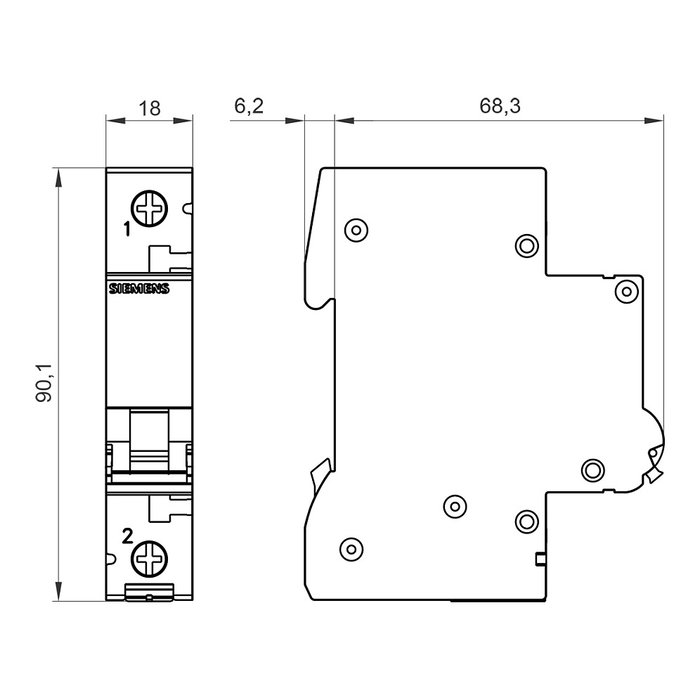 Siemens 5SL6110-6 Interruptor Automático 10A 1P 6kA