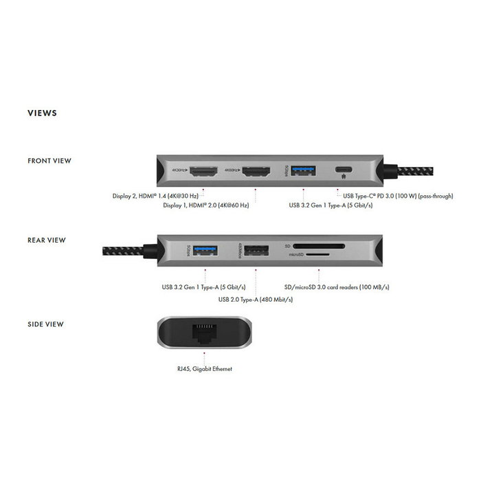ICY BOX IB-DK4012-CPD Docking Station 9-en-1 USB-C 100W PD