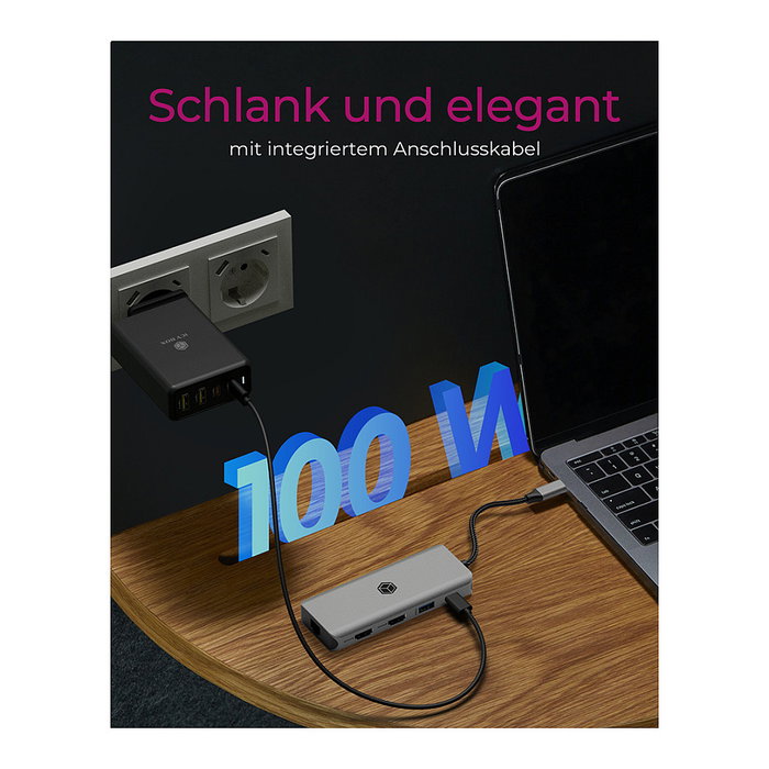 ICY BOX IB-DK4012-CPD USB-C Docking Station 9-en-1 PD 100W con Puertos HDMI, DisplayPort, Ethernet, USB 3.2 y Lector de Tarjetas SD/MicroSD