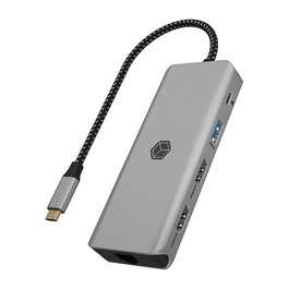 ICY BOX IB-DK4012-CPD USB-C Docking Station 9-en-1 PD 100W con Puertos HDMI, DisplayPort, Ethernet, USB 3.2 y Lector de Tarjetas SD/MicroSD