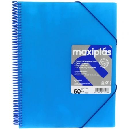 Carpeta con 60 Fundas Grafoplás Maxiplás 39836030/ A4/ Azul Carpeta con 60 Fundas Grafoplás Maxiplás 39836030/ A4/ Azul