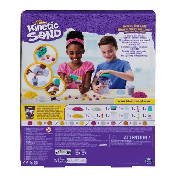 Spin Master Batidora de Smoothies con Arena Moldeable Kinetic Sand, Juego Tetris Multilingüe para 1 Jugador, Recomendado de 5 a 99 Años, 28x23x6,30cm