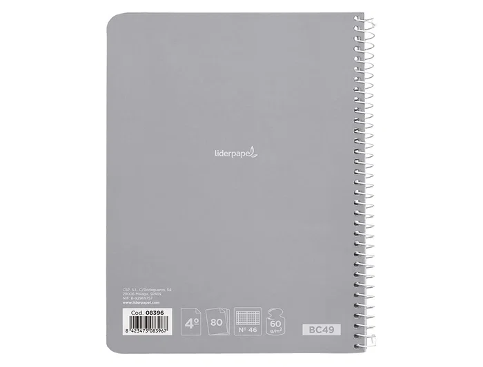 Liderpapel Cuaderno Espiral Cuarto Tapa Blanda 80 Hojas 60gr Rayado Nº46 Colores Surtidos