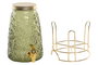 DKD Home Decor Dispensador Bebidas Tropical Cristal Metal Verde Dorado Hojas 19.3 x 36 x 19.3 cm