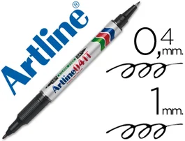 Artline EK-041T Rotulador Marcador Permanente Negro Doble Punta 0,4 mm y 1 mm