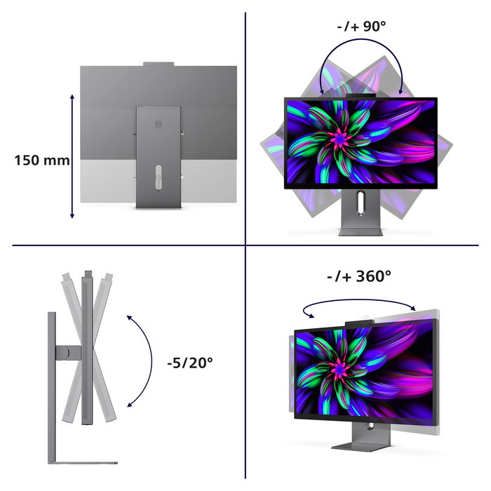 Philips 27E3U7903 Monitor 27" (68.6 cm) 5K Ultra HD (5120x2880) IPS 70Hz HDR600 HDMI 2.1 DP USB-C con Altavoces, Micrófono, Cámara y Soporte Ajustable