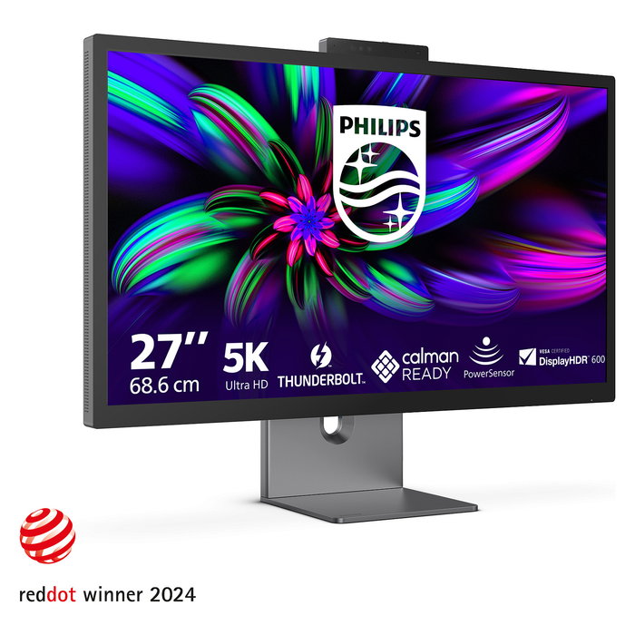 Philips 27E3U7903 Monitor 27" (68.6 cm) 5K Ultra HD (5120x2880) IPS 70Hz HDR600 HDMI 2.1 DP USB-C con Altavoces, Micrófono, Cámara y Soporte Ajustable