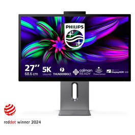 Philips 27E3U7903 Monitor 27" (68.6 cm) 5K Ultra HD (5120x2880) IPS 70Hz HDR600 HDMI 2.1 DP USB-C con Altavoces, Micrófono, Cámara y Soporte Ajustable