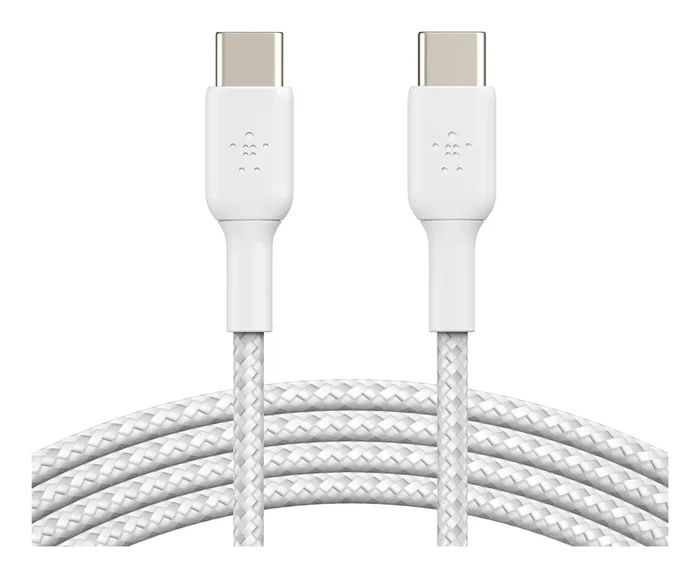 Belkin CAB004BT1MWH2PK Cable USB-C a USB-C Trenzado 1m Blanco, USB 2.0, 480 Mbit/s, Carga Rápida 60W, 2 Piezas