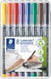 STAEDTLER Lumocolor F rotuladores permanentes surtidos, trazo 0,6 mm, 8 unidades