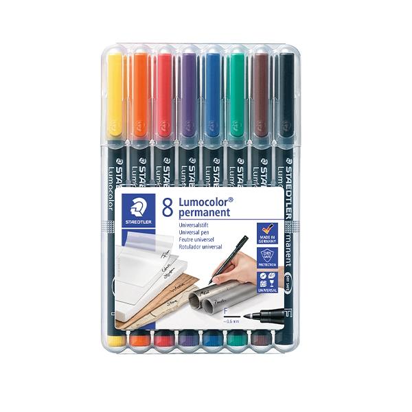 STAEDTLER Lumocolor F rotuladores permanentes surtidos, trazo 0,6 mm, 8 unidades STAEDTLER Lumocolor F rotuladores permanentes surtidos, trazo 0,6 mm, 8 unidades