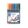 STAEDTLER Lumocolor F rotuladores permanentes surtidos, trazo 0,6 mm, 8 unidades