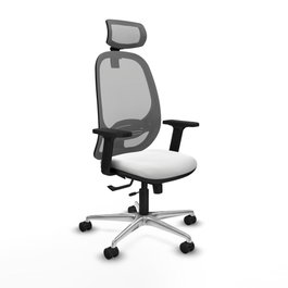 PIQUERAS Y CRESPO Silla de oficina Cilanco con mecanismo Sincro/Traslack, Blanco y Gris