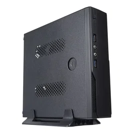 Unykach Caja PC Mini-ITX UK-1003 Negra con Fuente de Alimentación 120W Incluida, 2 Puertos USB 3.0 Frontales, Soporte VESA, Compacta 2L para Disco 2.5", Diseño Horizontal o Vertical