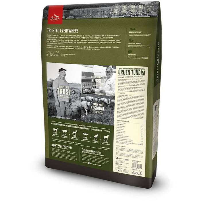 Orijen tundra alimento seco para gatos 1,8 kg adulto pato, jabalí