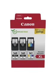 Canon Multipack de Cartuchos de Tinta Original PG-560XL + CL-561XL (2x Negro, 1x Color)
