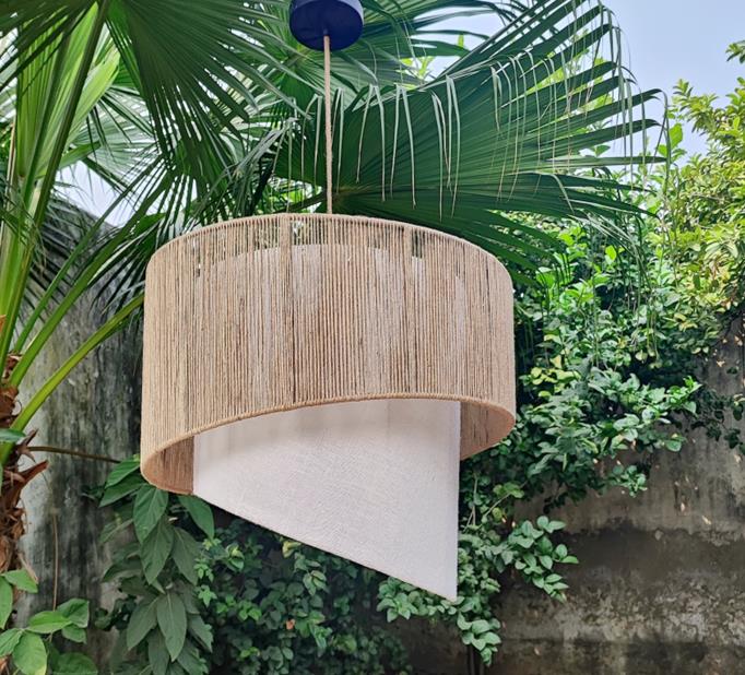 DKD Home Decor Lámpara de Techo de Yute y Metal Marrón