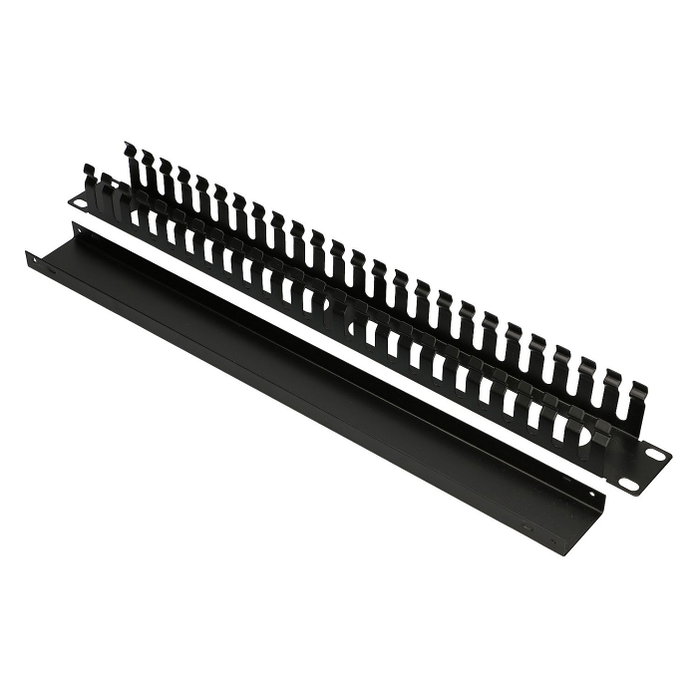 Extralink Organizador de cables 1U 19 pulgadas con cubierta metálica Negro