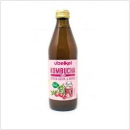 VOELKEL Kombucha Bio de Cereza y Menta 330ml - Bebida de Té Fermentado Ecológico Refrescante