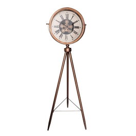 DKD Home Decor Reloj de Pie de Abeto y Cristal Natural y Cobre