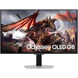 Samsung S32DG800SU Monitor Gaming Odyssey OLED G8 de 32 Pulgadas, 4K UHD, 240 Hz, 0.03ms, AMD FreeSync Premium Pro, Gaming Hub, Smart TV, Altavoces, Regulable en Altura, Plata