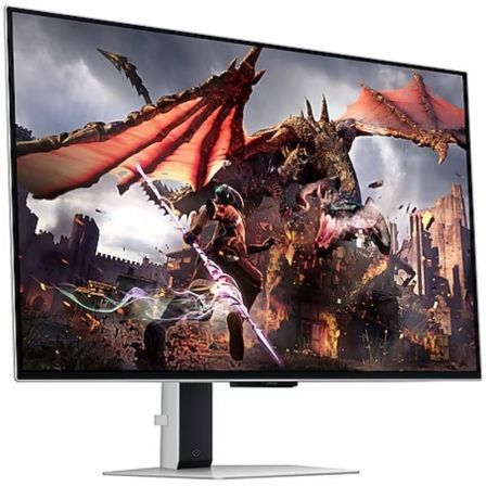 Samsung S32DG800SU Monitor Gaming Odyssey OLED G8 de 32 Pulgadas, 4K UHD, 240 Hz, 0.03ms, AMD FreeSync Premium Pro, Gaming Hub, Smart TV, Altavoces, Regulable en Altura, Plata