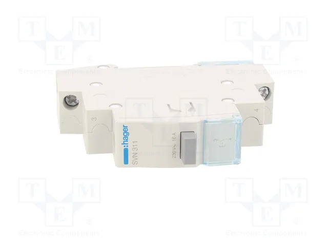 HAGER Interruptor de botón gris 230VAC 16A para raíl DIN