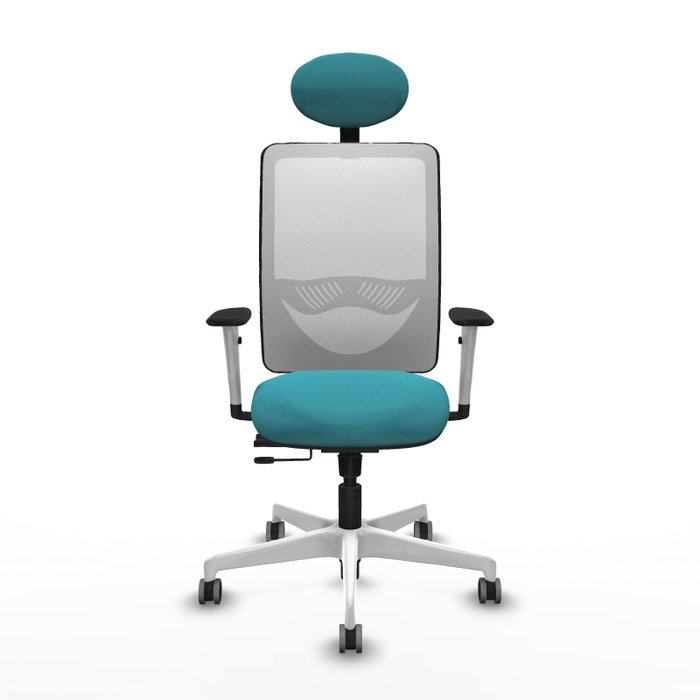 PIQUERAS Y CRESPO Silla de oficina Zulema con mecanismo Sincro/Traslack, Turquesa y Blanco