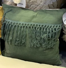 DKD Home Decor Cojin Boho Fleky23 Verde 45 x 15 x 45 cm Algodon Reciclado Polyester