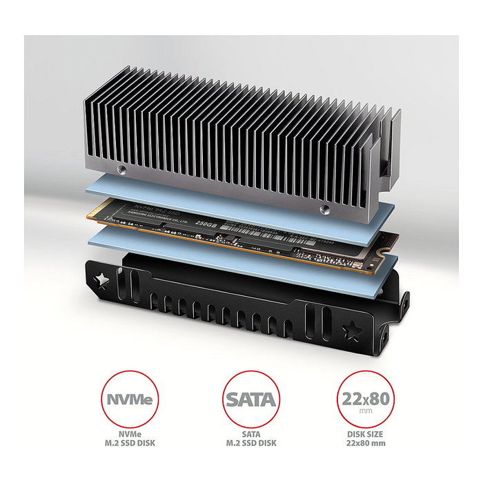 Axagon CLR-M2XT Disipador de calor para SSD M.2 2280 de aluminio Axagon CLR-M2XT Disipador de calor para SSD M.2 2280 de aluminio