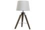 DKD Home Decor Lámpara de Sobremesa Trípode Madera y Algodón Marrón y Blanco