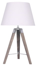 DKD Home Decor Lámpara de Sobremesa Trípode Madera y Algodón Marrón y Blanco
