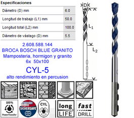 BOSCH Broca para Hormigón CYL-5 Longlife 6x100 mm