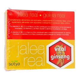 SOTYA Jalea Real Vital Ginseng 20 Ampollas - Vitaminas A, B6, C, D, Hierro, Zinc para Sistema Inmune y Energía