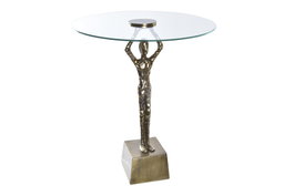 DKD Home Decor Mesita Auxiliar Dorada Aluminio y Cristal 46 x 57 x 46 cm