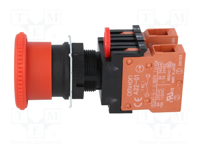 OMRON Interruptor de emergencia A22E-M-02 rojo 22mm