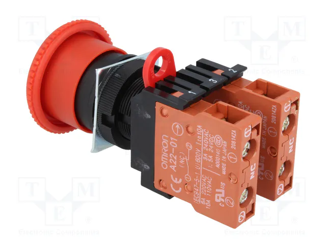 OMRON Interruptor de emergencia A22E-M-02 rojo 22mm