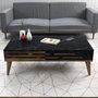 Hanah Home Valensiya 140 Conjunto Muebles Salón Soporte TV Estante Mesa Centro Nogal Negro Mármol