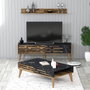 Hanah Home Valensiya 140 Conjunto Muebles Salón Soporte TV Estante Mesa Centro Nogal Negro Mármol
