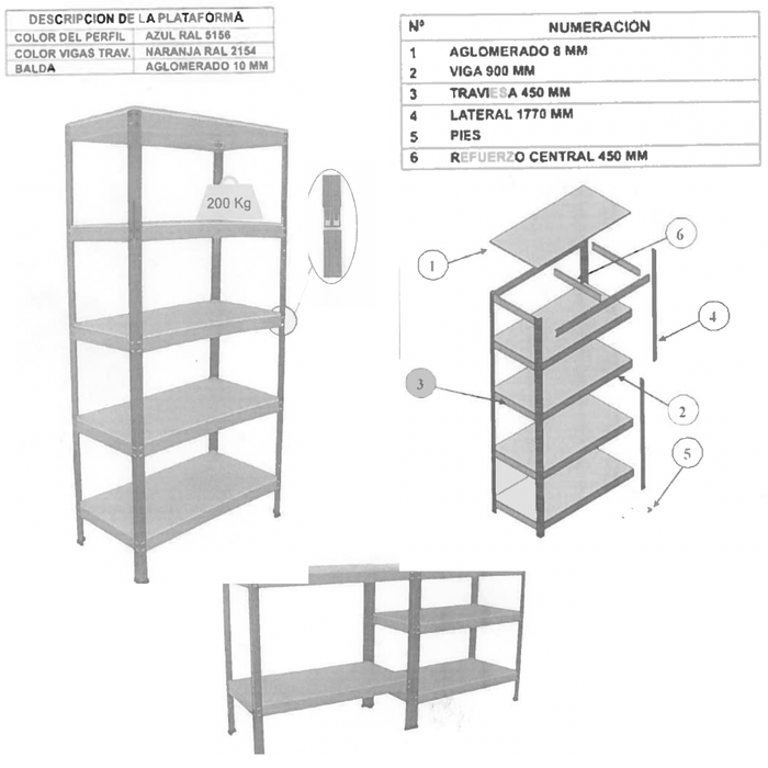 Homelux Kit Estantería Reforzado 5 Baldas 177x90x45 cm Blanco