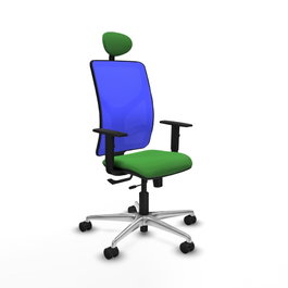 PIQUERAS Y CRESPO Silla de oficina Motilla con mecanismo Sincro/Traslack, Verde y Azul