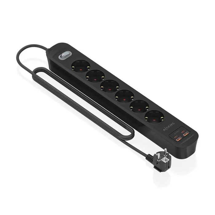Aisens Regleta de 6 Tomas con Cargador USB 20W (2xUSB-C, 2xUSB-A), Negro ASPS-2A2C17-BK Aisens Regleta de 6 Tomas con Cargador USB 20W (2xUSB-C, 2xUSB-A), Negro ASPS-2A2C17-BK