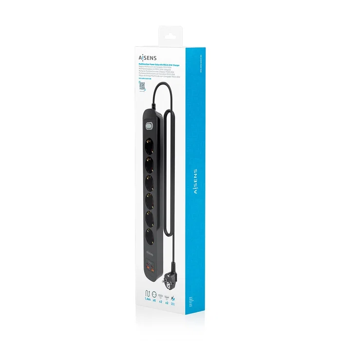 Aisens Regleta de 6 Tomas con Cargador USB 20W (2xUSB-C, 2xUSB-A), Negro ASPS-2A2C17-BK Aisens Regleta de 6 Tomas con Cargador USB 20W (2xUSB-C, 2xUSB-A), Negro ASPS-2A2C17-BK