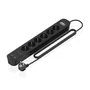 Aisens Regleta de 6 Tomas con Cargador USB 20W (2xUSB-C, 2xUSB-A), Negro ASPS-2A2C17-BK