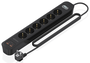 Aisens Regleta de 6 Tomas con Cargador USB 20W (2xUSB-C, 2xUSB-A), Negro ASPS-2A2C17-BK