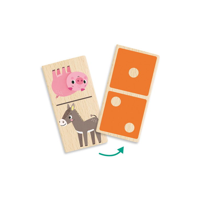 Goula Dominó Granja 1110700205 de Madera para Niños, Aprender Animales y Números