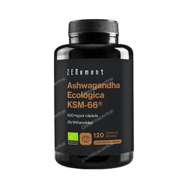 Zenement Ashwagandha KSM-66 Extracto de Raíz Ecológico 600mg, 120 Cápsulas Veganas - Complemento Alimenticio Adaptógeno Sin Gluten